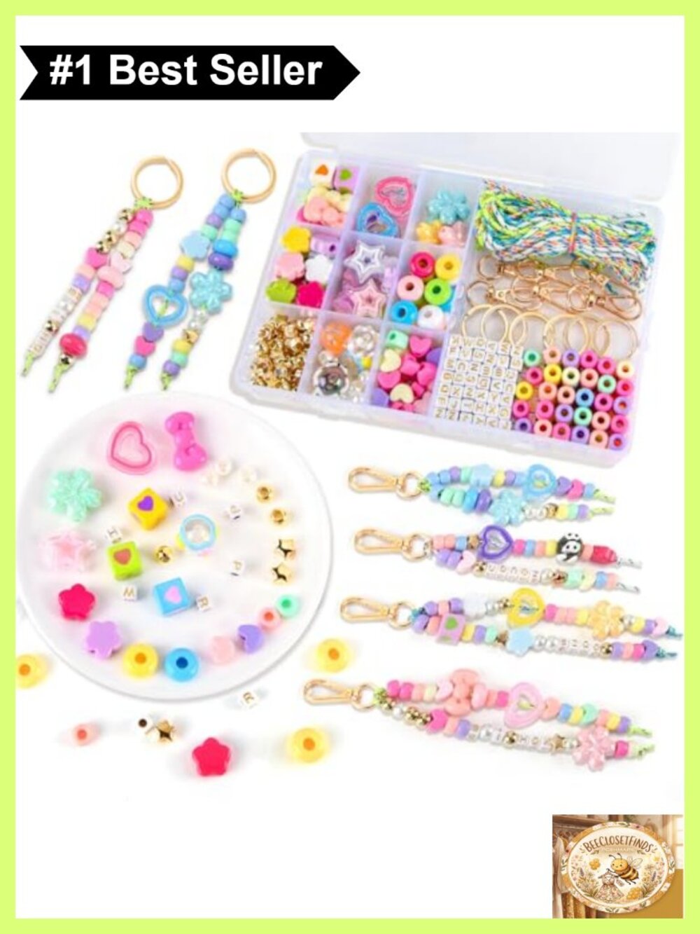 NEBURORA DIY Keychain Making Kit 324 Pcs Jewelry Making Kit with Beads